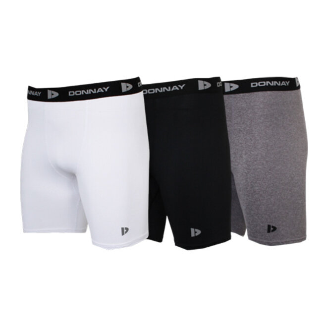 Donnay Heren - 3-Pack - Compressie Short 15cm - Wit/Zwart/Donkergrijs