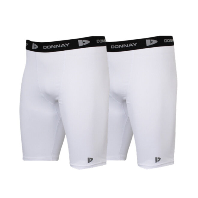 Donnay Heren - 2-Pack - Compressie Short 23cm - Wit