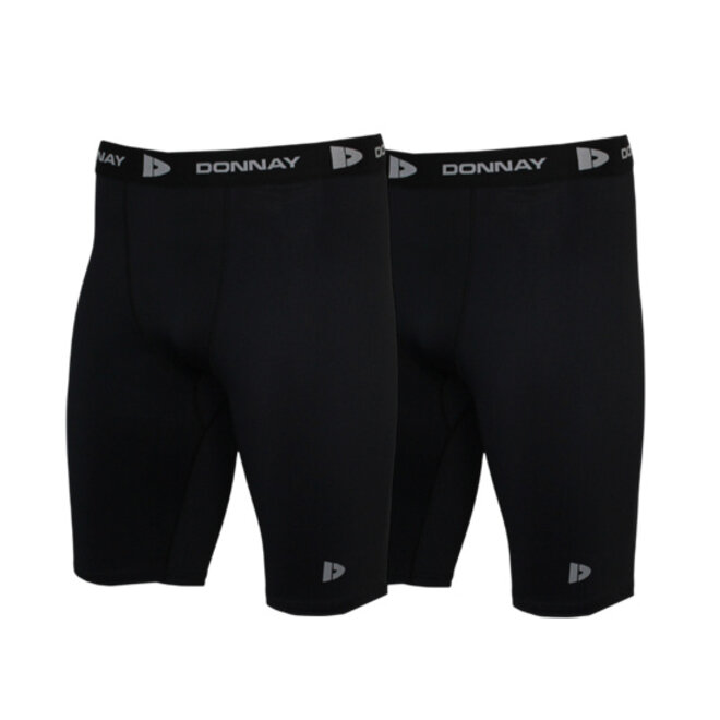 Donnay Heren - 2-Pack - Compressie Short 23cm - Zwart