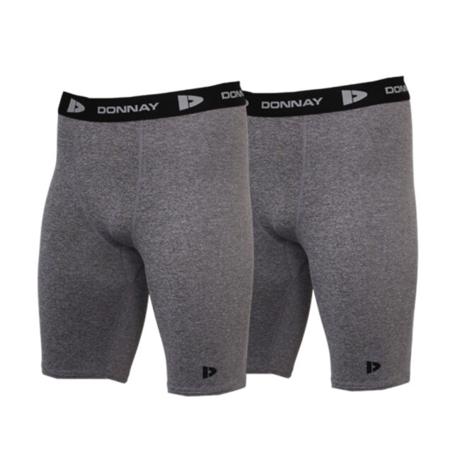 Donnay Heren - 2-Pack - Compressie Short 23cm - Donkergrijs