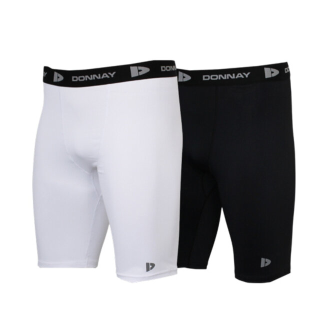 Donnay Heren - 2-Pack - Compressie Short 23cm - Wit & Zwart