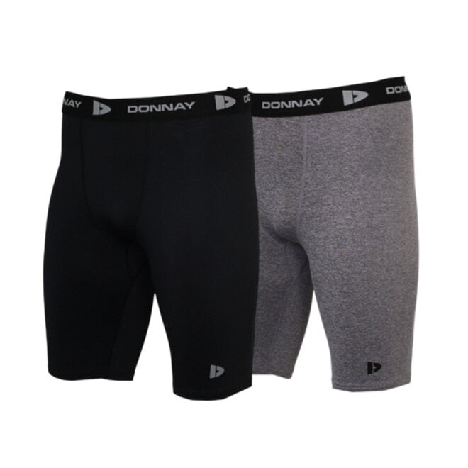 Donnay Heren - 2-Pack - Compressie Short 23cm - Zwart & Donkergrijs