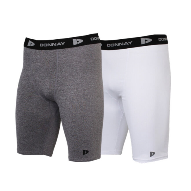 Donnay Heren - 2-Pack - Compressie Short 23cm - Donkergrijs & Wit