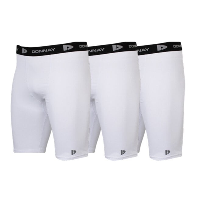 Donnay Heren - 3-Pack - Compressie Short 23cm - Wit