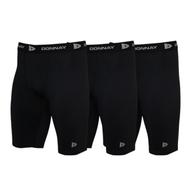 Donnay Heren - 3-Pack - Compressie Short 23cm - Zwart