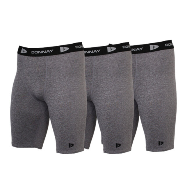 Donnay Heren - 3-Pack - Compressie Short 23cm - Donkergrijs