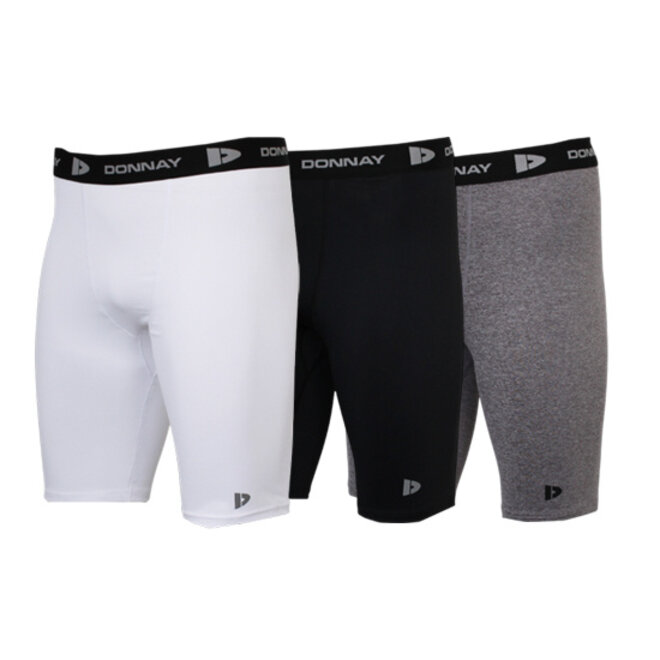 Donnay Heren - 3-Pack - Compressie Short 23cm - Wit/Zwart/Donkergrijs