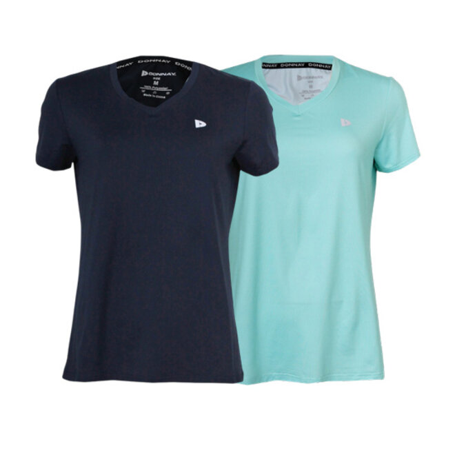Donnay Dames - 2-Pack - Sport T-shirt Vera - Navy  & Light Blue