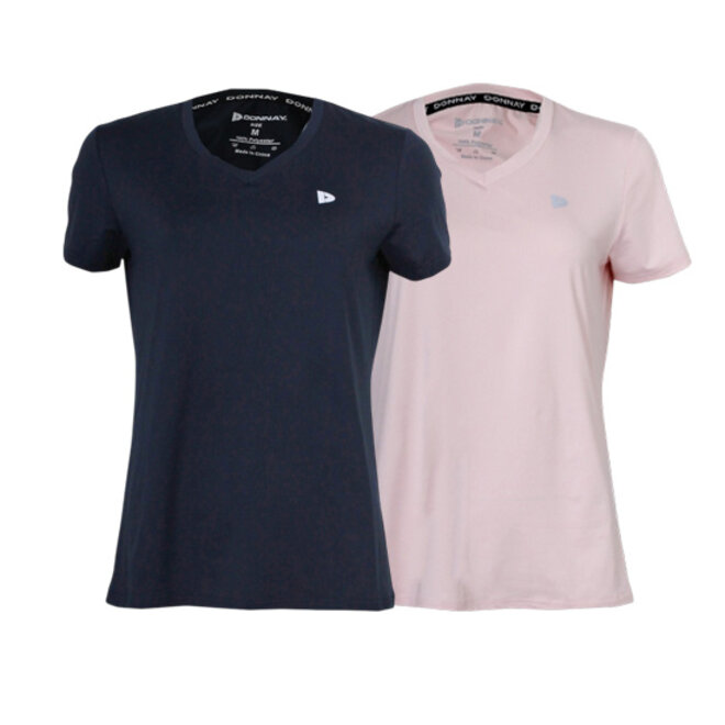 Donnay Dames - 2-Pack - Sport T-shirt Vera - Navy  & Light Pink