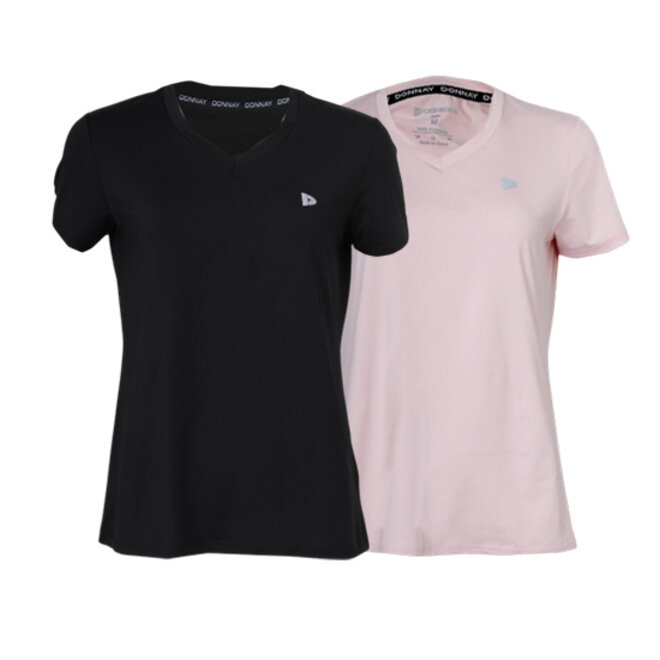 Donnay Dames - 2-Pack - Sport T-shirt Vera - Zwart & Light Pink