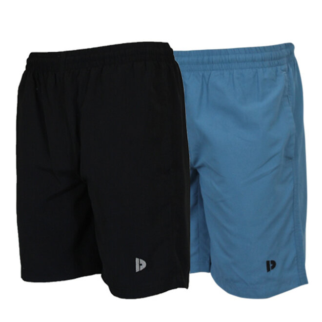 Donnay Heren - 2-Pack - Korte sportbroek Ian - Zwart & Light Denim Blue
