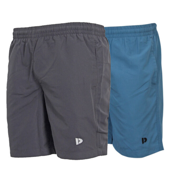 Donnay Heren - 2-Pack - Korte sportbroek Ian - Donkergrijs & Light Denim Blue