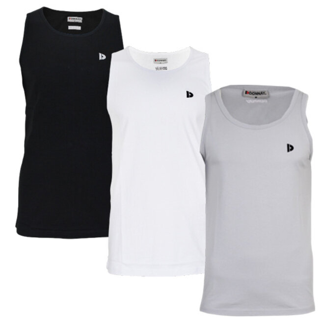 Donnay Heren - 3-Pack - Singlet James - Zwart/Wit/Light Grey
