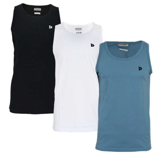 Donnay Heren - 3-Pack - Singlet James - Zwart/Wit/Light Denim Blue