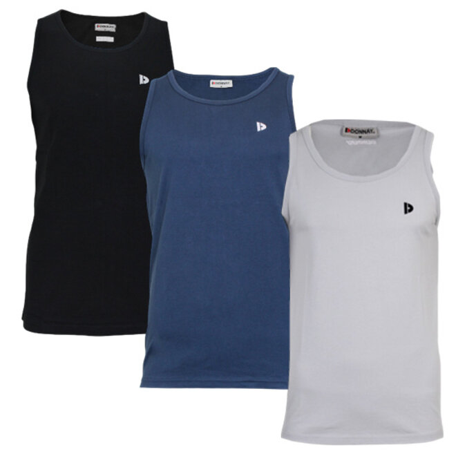 Donnay Heren - 3-Pack - Singlet James - Zwart/Navy/Light Grey
