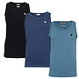 Donnay Heren - 3-Pack - Singlet James - Zwart/Navy/Light Denim Blue
