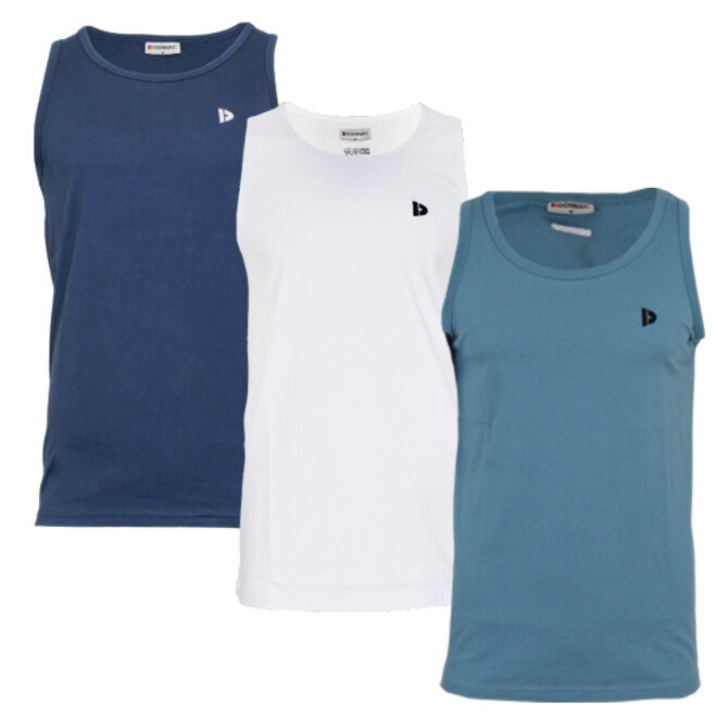Donnay Heren - 3-Pack - Singlet James - Navy/Wit/Light Denim Blue