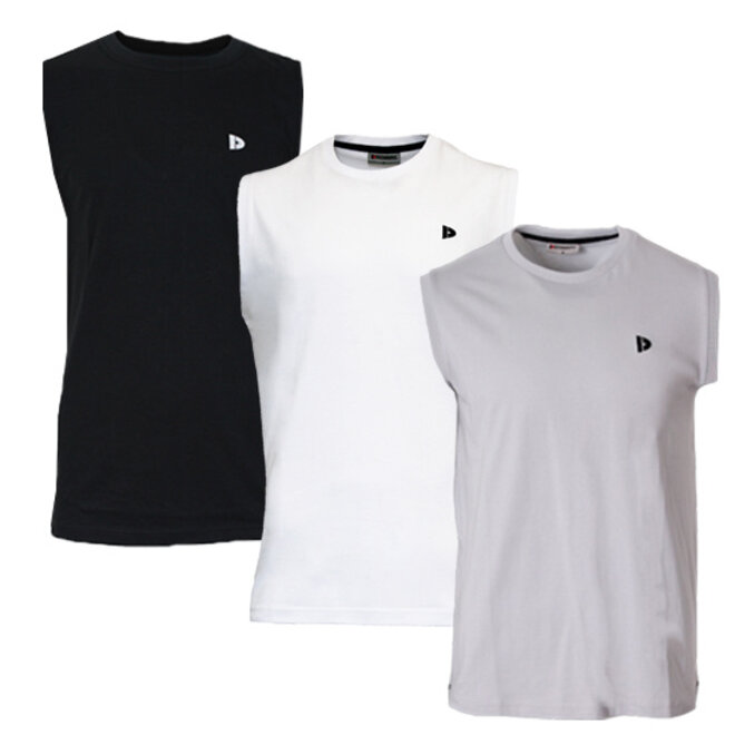 Donnay Heren - 3-Pack - Mouwloos T-shirt Stan - Zwart/Wit/Light Grey