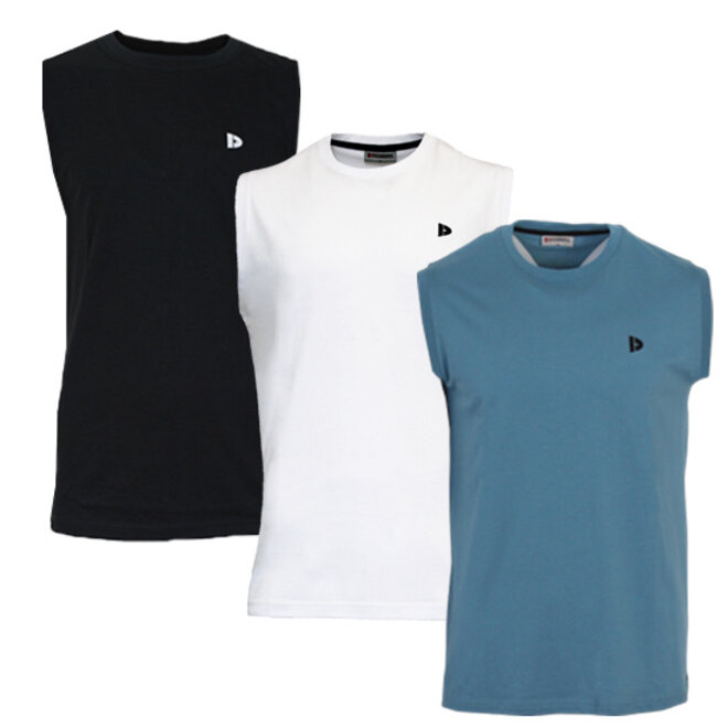 Donnay Heren - 3-Pack - Mouwloos T-shirt Stan - Zwart/Wit/Light Denim Blue