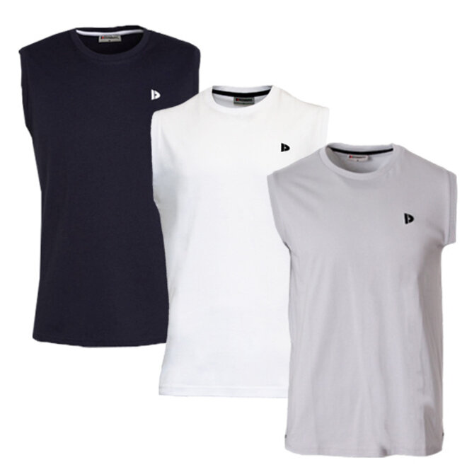 Donnay Heren - 3-Pack - Mouwloos T-shirt Stan - Navy/Wit/Light Grey
