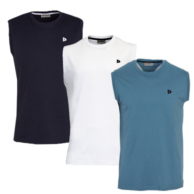 Donnay Heren - 3-Pack - Mouwloos T-shirt Stan - Navy/Wit/Light Denim Blue