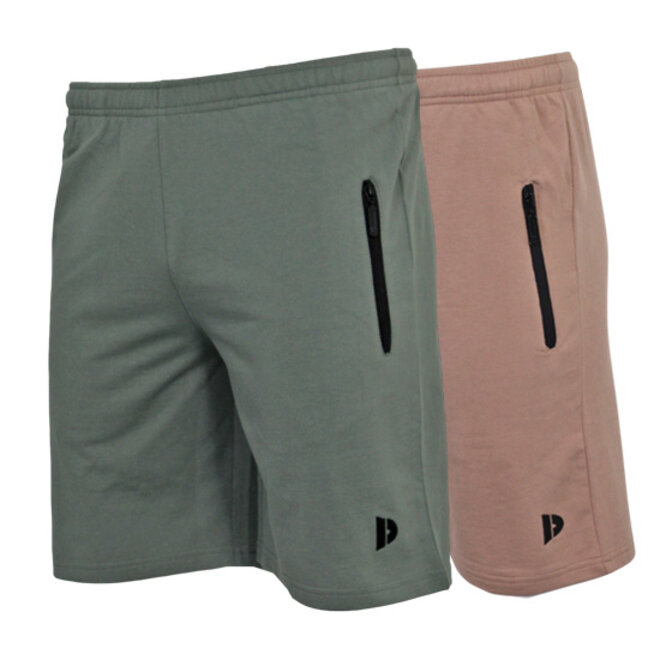 Donnay Heren - 2-Pack - Korte joggingbroek Nick - Jungle Green & Taupe Grey