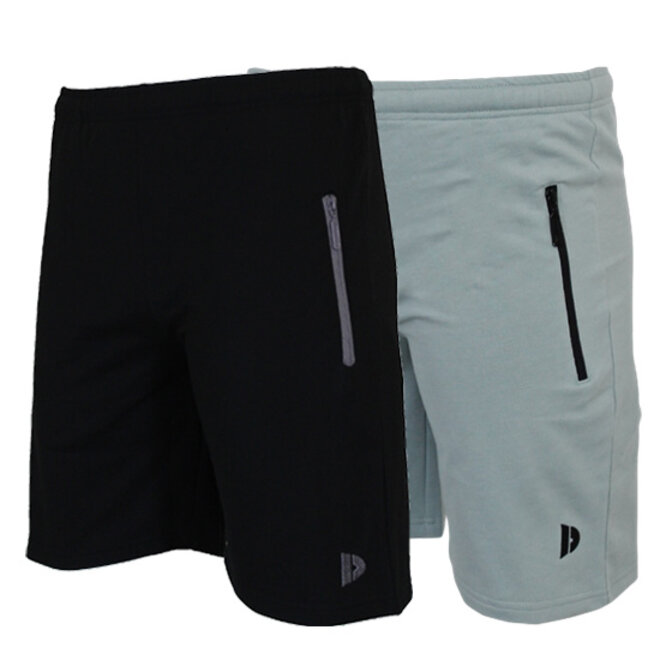 Donnay Heren - 2-Pack - Korte joggingbroek Nick - Zwart & Granite Green
