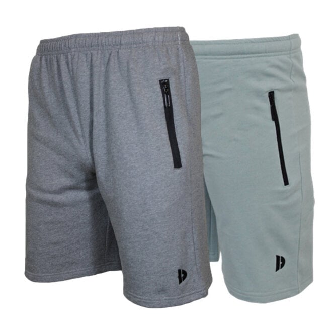 Donnay Heren - 2-Pack - Korte joggingbroek Nick - Zilvergrijs & Granite Green