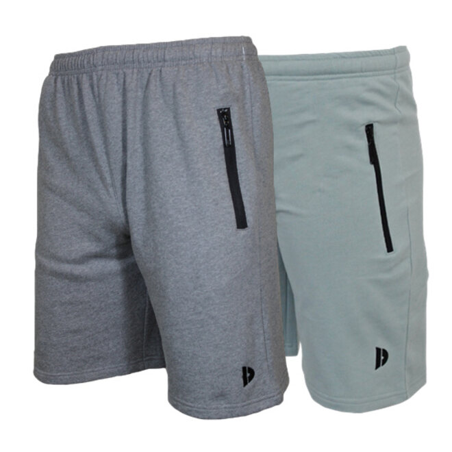 Donnay Heren - 2-Pack - Korte joggingbroek Nick - Zilvergrijs & Granite Green