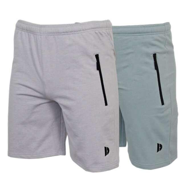 Donnay Heren - 2-Pack - Korte joggingbroek Nick - Light Grey & Granite Green