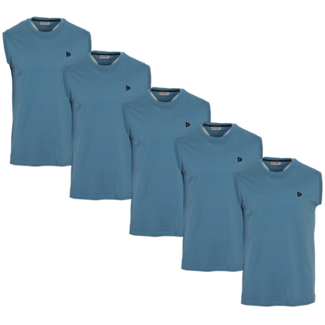 Donnay Heren - 5-Pack - Mouwloos T-shirt Stan - Light Denim Blue