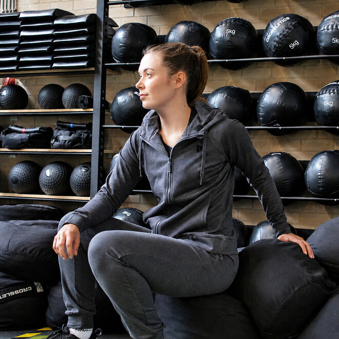 Donnay Dames - Stretch Vest met capuchon Jale - Donkergrijs gemêleerd