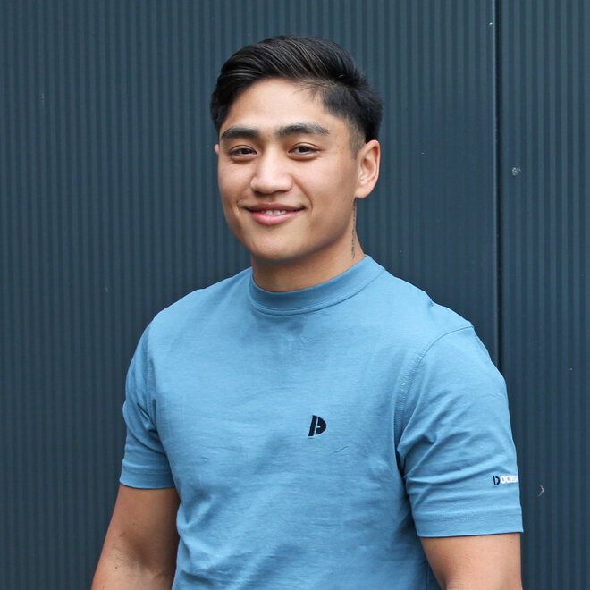 Donnay Heren - 4-Pack - T-Shirt Vince - Zwart/Wit/Navy/Light Denim Blue