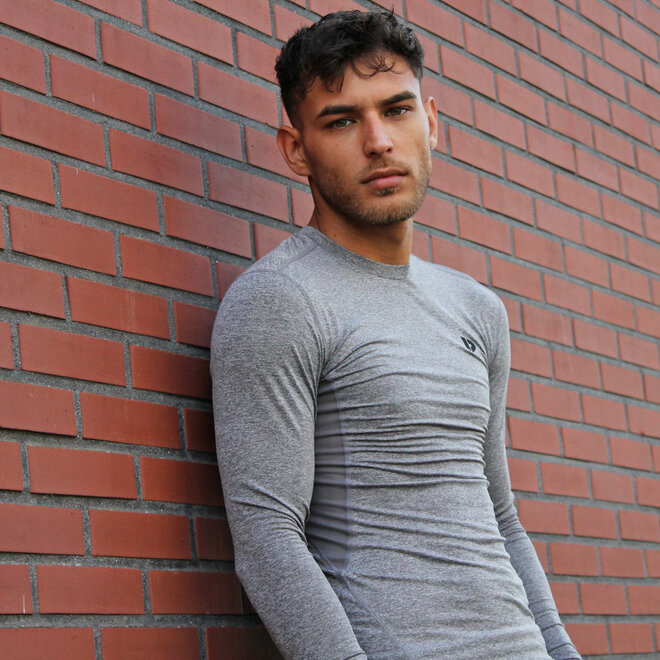 Donnay Heren - 2-Pack - Baselayer Shirt Lange Mouw  - Zwart & Donkergrijs