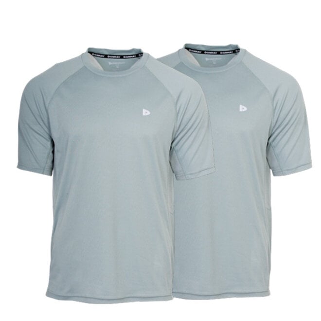 Donnay Heren - 2-Pack - Sport T-shirt André - Granite Green