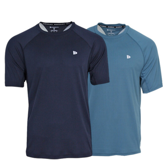 Donnay Heren - 2-Pack - Sport T-shirt André - Navy & Denim Blue