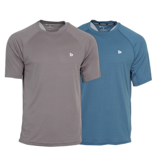 Donnay Heren - 2-Pack - Sport T-shirt André - Steel Grey & Denim Blue