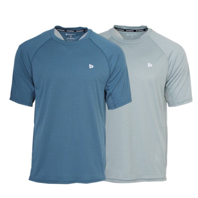 Donnay Heren - 2-Pack - Sport T-shirt André - Denim Blue & Granite Green