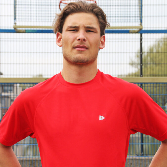 Donnay Heren - 2-Pack - Sport T-shirt André - Poppy Red & Denim Blue