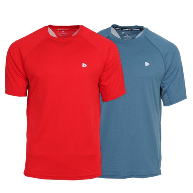 Donnay Heren - 2-Pack - Sport T-shirt André - Poppy Red & Denim Blue