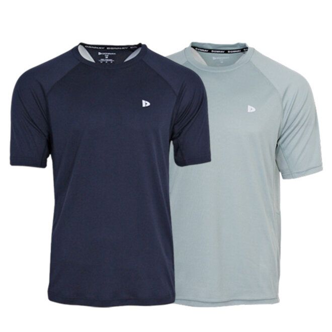 Donnay Heren - 2-Pack - Sport T-shirt André - Navy & Granite Green