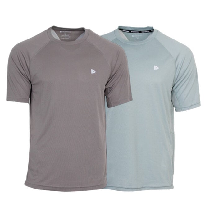 Donnay Heren - 2-Pack - Sport T-shirt André - Steel Grey & Granite Green