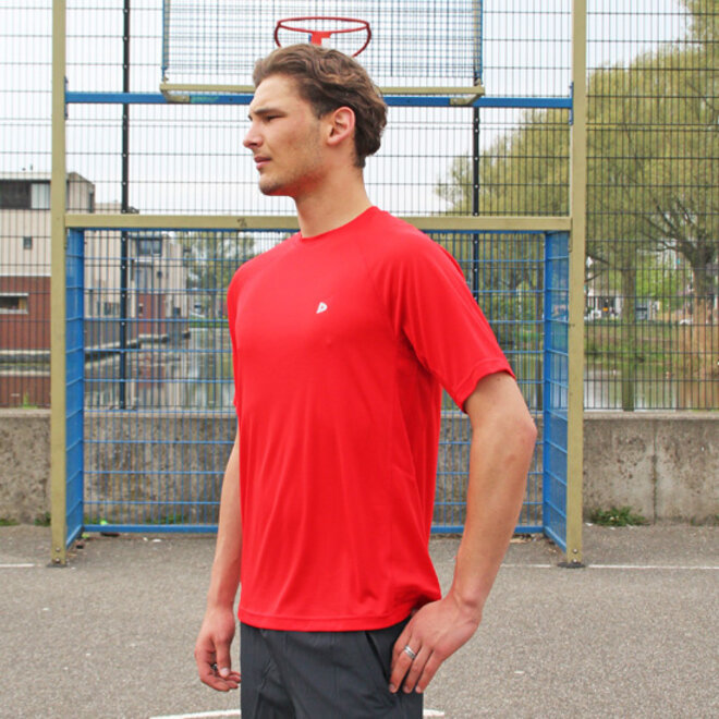 Donnay Heren - 2-Pack - Sport T-shirt André - Poppy Red & Granite Green