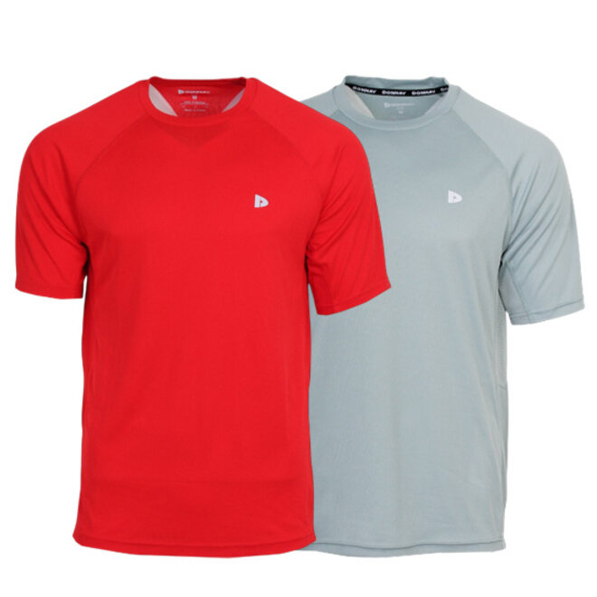 Donnay Heren - 2-Pack - Sport T-shirt André - Poppy Red & Granite Green