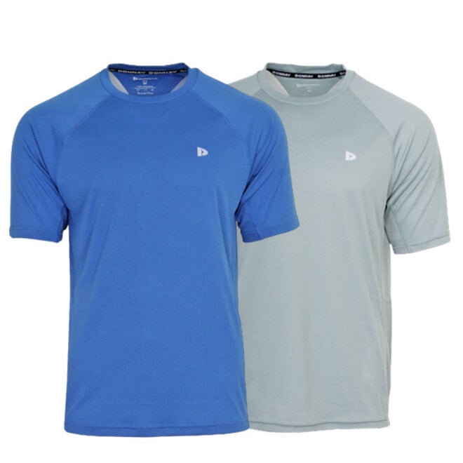 Donnay Heren - 2-Pack - Sport T-shirt André - True Blue & Granite Green