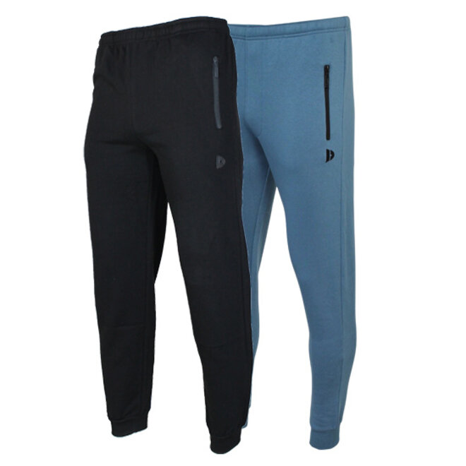 Donnay Heren - 2-Pack - Joggingbroek Jack - Zwart & Denim Blue