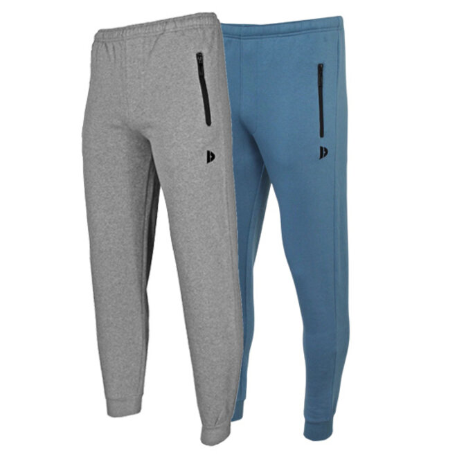 Donnay Heren - 2-Pack - Joggingbroek Jack - Zilvergrijs & Denim Blue