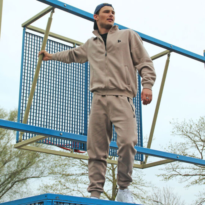 Donnay Heren - 2-Pack - Joggingbroek Jack - Taupe Grey & Denim Blue