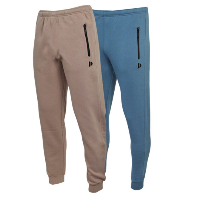 Donnay Heren - 2-Pack - Joggingbroek Jack - Taupe Grey & Denim Blue