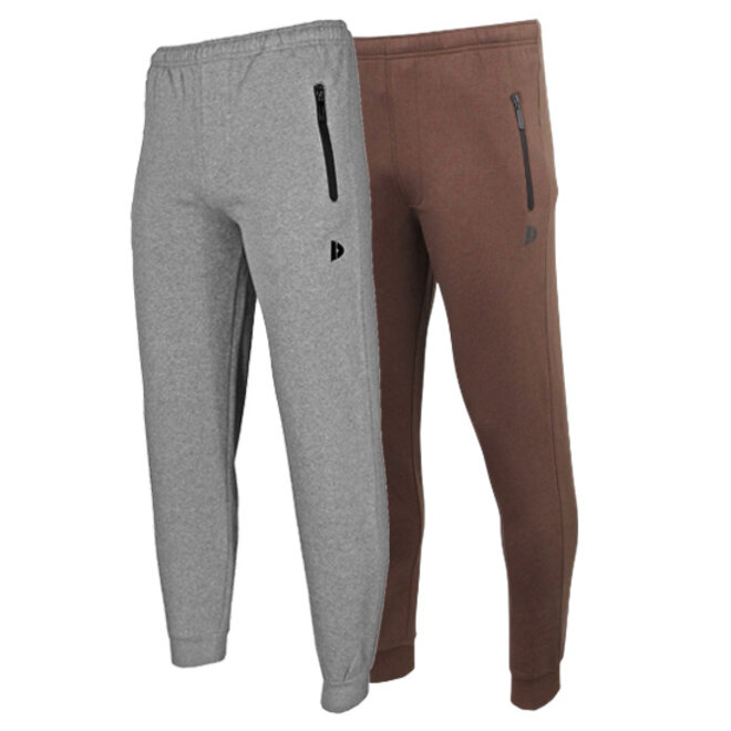 Donnay Heren - 2-Pack - Joggingbroek Jack - Zilvergrijs & Brown